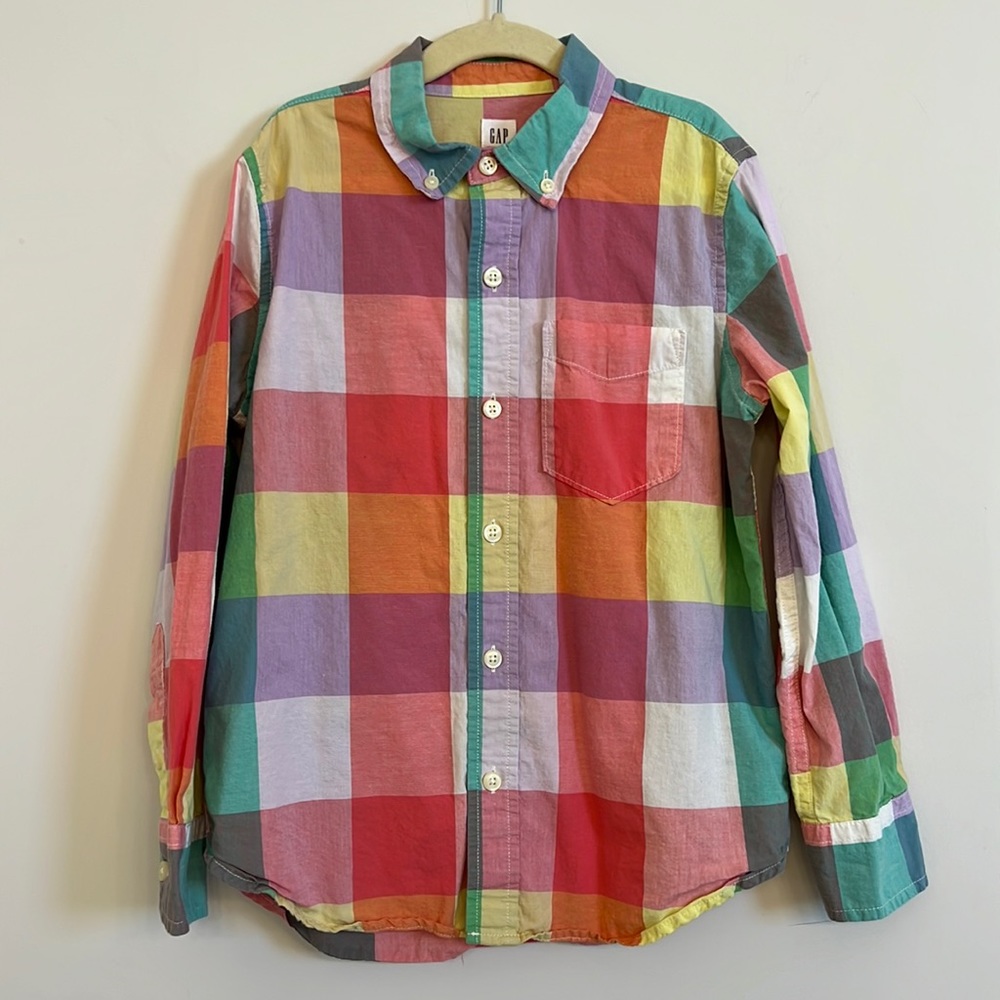 GAP Kids Boys multicolored plaid shirt M